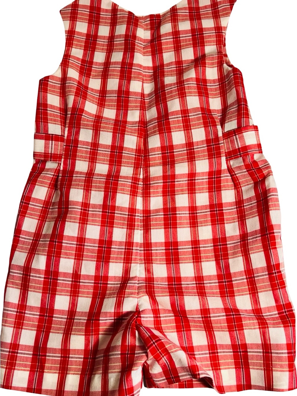 Vintage IMP Originals Red Plaid Jon Jon Romper Sunsuit, T-4 - Picture 2 of 3
